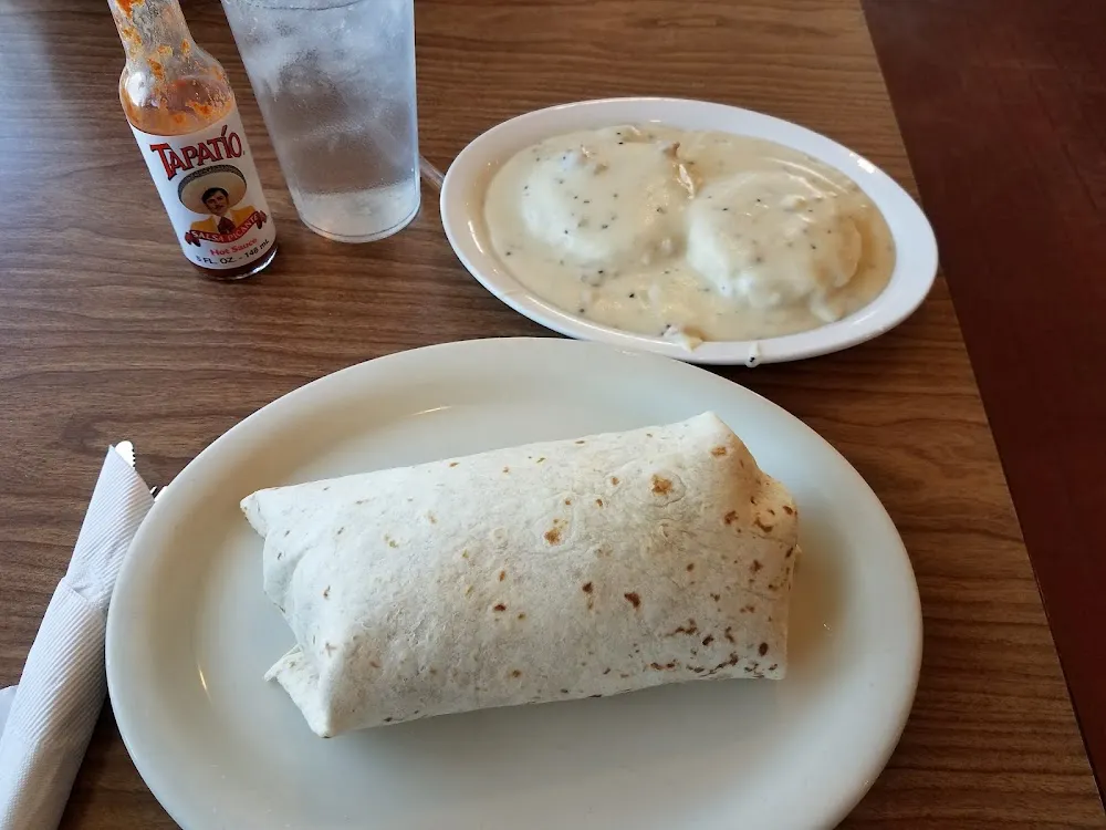 Breakfast Burrito with a Side of Biscuits and Gravy